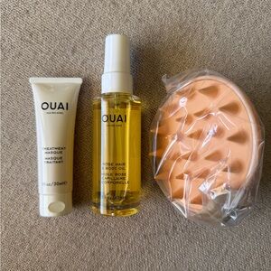 NEW OUAI Hair Bundle Treatment Masque, Rose Hair + Body Oil, and Scalp Massager
